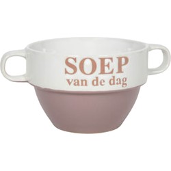 Soepkommen - Soep van de dag - keramiek - D12 x H8 cm - oud roze - Stapelbaar - Kommetjes