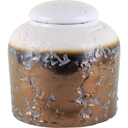 PTMD Shimmer Bloempot met Deksel - 31 x 31 x 31 cm - Keramiek - Wit
