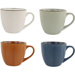 OTIX Koffiekopjes - met Oor - Koffietassen - Set van 4 - Verschillende kleuren - Aardewerk - 250 ml - HEATHER