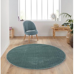 Rond Mono vloerkleed - Effen Modern - Turquoise - Ø 200cm