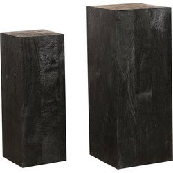 PTMD Kyro Black Sandblasted Mango Wood Pedestal SV2