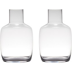 Set van 2x stuks luxe stijlvolle bloemenvaas/bloemenvazen 30 x 19 cm transparant glas - Vazen