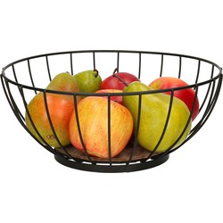 Tafel fruitschaal rond zwart metaal diameter 28 cm - Fruitschalen