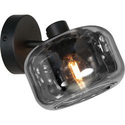 Mexlite - spot - Tenebris - zwart - glas metaal smoke glas - bedlampje - E14 - 4208ZW