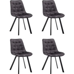 Eetkamerstoelen set van 4 Felix Velvet Zwart Antraciet