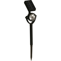 Solar tuinlamp/spotlamp - 1x - zwart - LED Softtone effect - oplaadbaar - L8 x B5,5 x H35 cm - Fakkels
