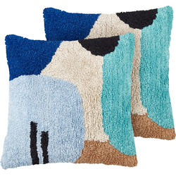 DAHLIA - Sierkussen set van 2 - Meerkleurig - 45 x 45 cm - Katoen