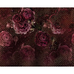 Sanders & Sanders fotobehang bloemen bordeaux rood - 350 x 280 cm - 611852