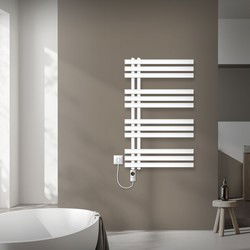 LuxeBath elektrische radiator voor de badkamer van ijzer 600x1000 mm wit met 300W verwarmingselement digitale thermostaat met scherm handdoekwarmer paneelverwarming designradiator voor moderne look