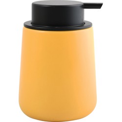 MSV Zeeppompje/dispenser Malmo - Keramiek - saffraan geel/zwart - 8,5 x 12 cm - 300 ml - Zeeppompjes