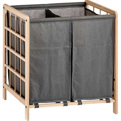 Kipit Wasmand Woodbox - met opvang waszak - 2x 50 liter compartiment - 59 x 33 x 60 cm - Wasmanden