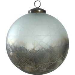 PTMD Oxidised Kerstbal - H15 x Ø15 cm - Glas - Grijs/goud