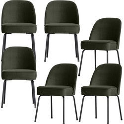 BePureHome Vogue Eetkamerstoelen - Fluweel - Donkergroen - Set van 6