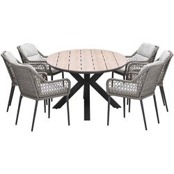 Garden Impressions Pemba tuinset 7-delig - Tulli tuintafel 220x115xH75 cm - light teak vironwood