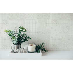 Livingwalls behang bloemmotief grijs en wit - 53 cm x 10,05 m - AS-390662