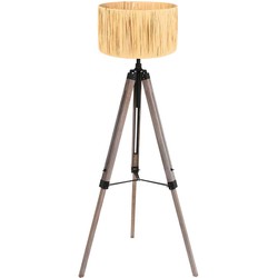 Mexlite vloerlamp Triek - zwart - hout - 75 cm - E27 fitting - 4101ZW