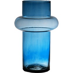 Hakbijl Glass Bloemenvaas Luna - transparant blauw - eco glas - D19 x H30 cm - cilinder vaas - Vazen