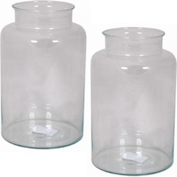 Set van 4x stuks glazen melkbus vaas/vazen 11 liter smalle hals 19 x 35 cm - Vazen