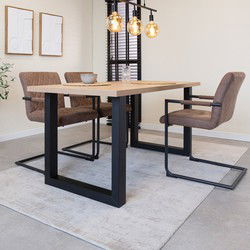 Eettafel Lenzo Rustiek Eiken - Zwarte U-poot