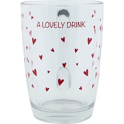 Clayre & Eef Theeglas  300 ml Glas Harten A lovely drink Theemok