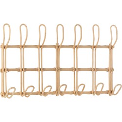 J-line - Kapstok Ellen 6 Haken Rotan Naturel - 55x1x29cm