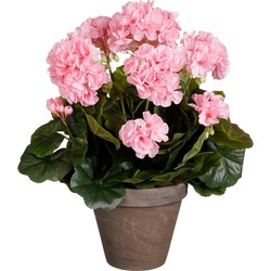 Mica Decorations Geranium Kunstplant - 27x27x41 cm - Polyester - Roze