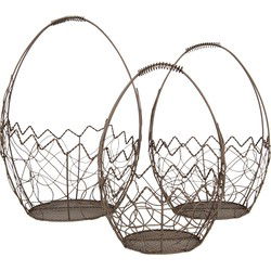 Clayre & Eef Opbergmand Set van 3 Ø 28/  Ø 23 / Ø 18 cm Bruin Metaal