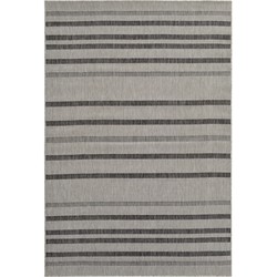 Vercai Rugs Terrace Collectie - Laagpolig Vloerkleed - Tapijt voor Binnen en Buiten - Polypropyleen - Zilver Zwart - 80x150 cm