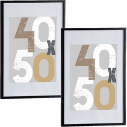 2x stuks houten fotolijst zwart geschikt voor een foto van 40 x 50 cm of 50 x 70 cm - Fotolijsten