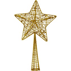 Kunststof ster piek/kerstboom topper glitter goud 28 cm - kerstboompieken
