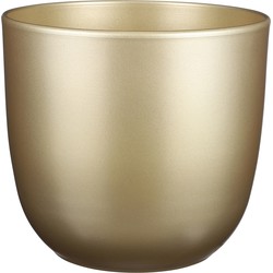 Mica Decorations Bloempot - goud - glanzend - keramiek - 28 x 25 cm - Plantenpotten