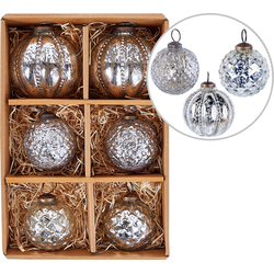 Beliani ARGENTIN - Kerstballen-Zilver-Glas