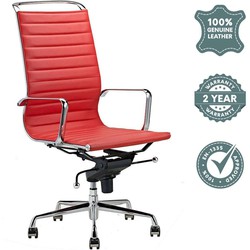 Feel Furniture - Hoge design bureaustoel - Echt leer - Rood