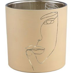 PTMD Esha Windlicht - 15 x 15 x 15 cm  - Glas - Beige
