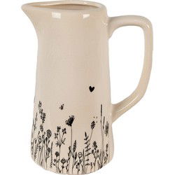 Clayre & Eef Decoratie Kan  16x11x20 cm Beige Zwart Keramiek Waterkan