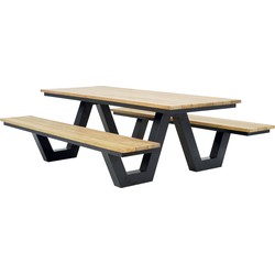 DKS Picnic tafel Garove alu - teak zwart frame 280*172*71