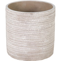 Mega Collections Plantenpot - keramiek - grijs/taupe - D12 x H12 cm - Plantenpotten