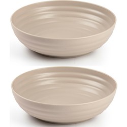 Set van 8x kommetjes/schaaltjes - Dessert/ontbijt - Kunststof - D22 cm - Taupe - Kommetjes