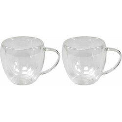 2x Glazen dubbelwandig voor koffie en thee 240 ml - Koffie- en theeglazen