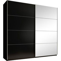 Meubella - Kledingkast Oscar - Zwart - 221 cm - Met spiegel