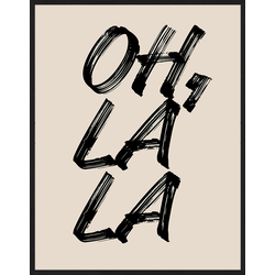 Any Image Print 'OhLala' - Schilderij - Wanddecoratie - Inclusief beukenhouten lijst - Poster - 73x93cm - Zwarte lijst met Passe Partout