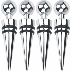 Svenska Living Flessenstoppers/afsluitdoppen - 4x - RVS/Rubber - Wijnafsluiters