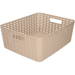 Plasticforte Opbergmand - Kastmand - rotan kunststof - taupe - 12 Liter - 30 x 37 x 13 cm - Opbergmanden