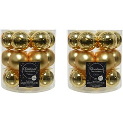 54x stuks kleine glazen kerstballen goud 4 cm mat/glans - Kerstbal