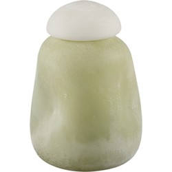 PTMD Karlie Green matte glass bulb vase white top