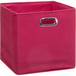 Opbergmand/kastmand 29 liter framboos roze linnen 31 x 31 x 31 cm - Opbergmanden