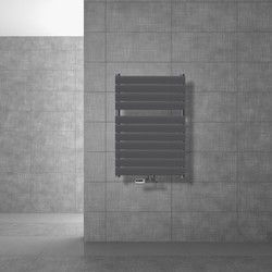 Badkamerradiator middenaansluiting 600x800 mm antraciet met muuraansluitset LuxeBath