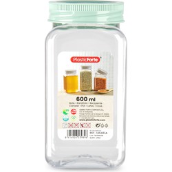 Voorraadpot/bewaarpot - 600 ml - kunststof - mint groen - B7 x H15 cm - Voorraadpot