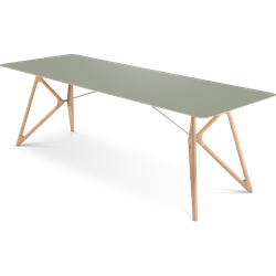 Tink table houten eettafel whitewash - met linoleum tafelblad dark olive - 240 x 90 cm
