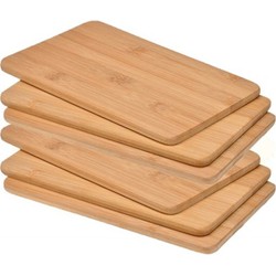 6x Houten bamboe planken / serveer planken 22 x 14 x 0,8 cm - Snijplanken